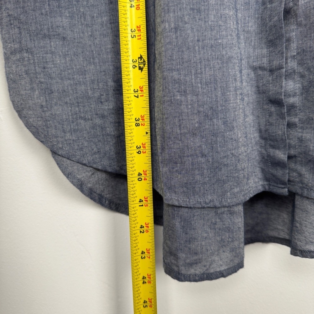 EILEEN FISHER Denim Organic Cotton Mandarin Collar Airy Twill Tunic Dress Size L - Picture 6 of 7